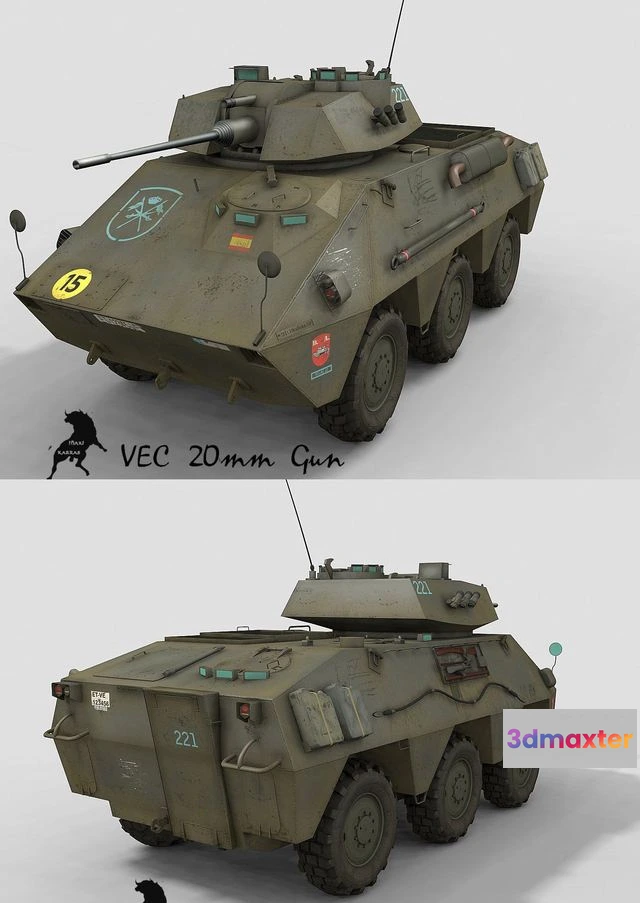 1528666 - PBR Game 3D Models - Vec-20 Spanish Army 3D Max
