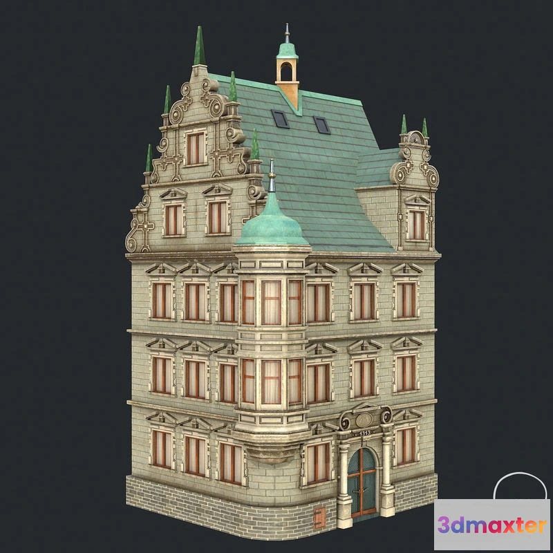 1528676 - PBR Game 3D Models - Victorian Corner Apartment -Bay Window House 3D Max