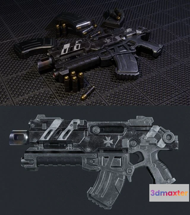 1528728 - PBR Game 3D Models - Warhammer 40K Bolter 3D Max
