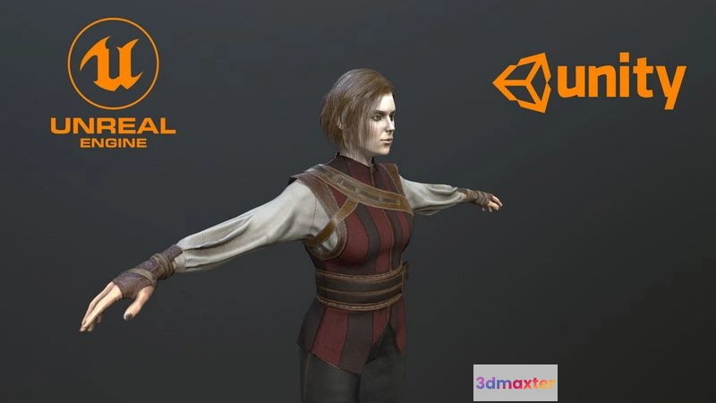 1528732 - PBR Game 3D Models - Warrior Girl 3D Max