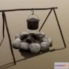 1528746 - PBR Game 3D Models - Western Campfire Cooking 3D Max