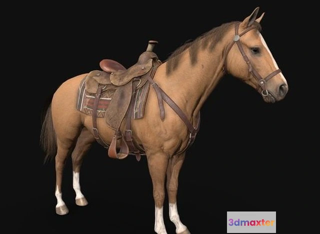 1528768 - PBR Game 3D Models - Wild West Horse Model 3D Max