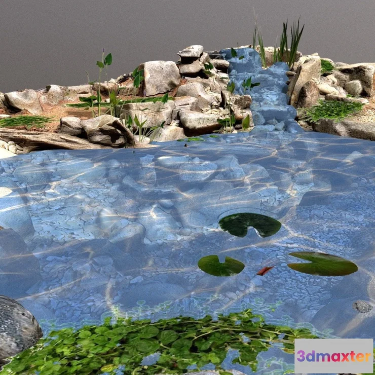 1528772 - PBR Game 3D Models - Wilsons Creek Pond And Waterfall 3D Max