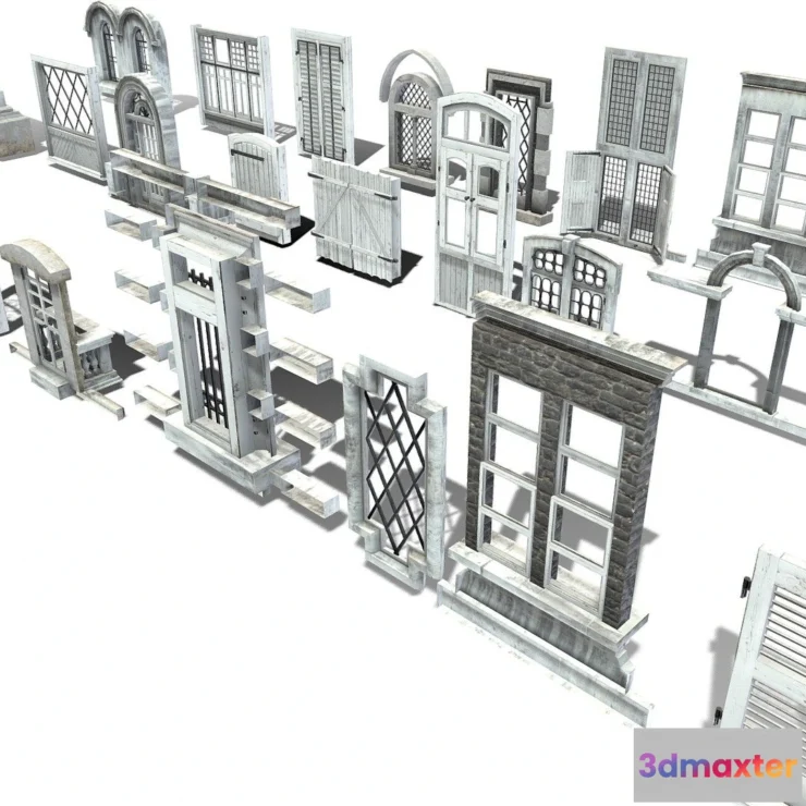 1528776 - PBR Game 3D Models - Windows Window Collection 3D Max