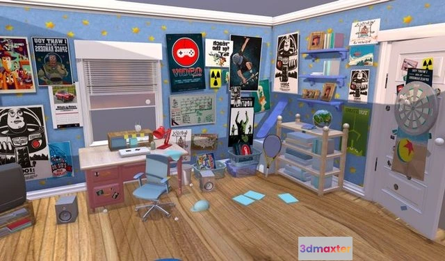 1528896 - PBR Game 3D Models - Andy’s Room (Complete 360°) 3D Max