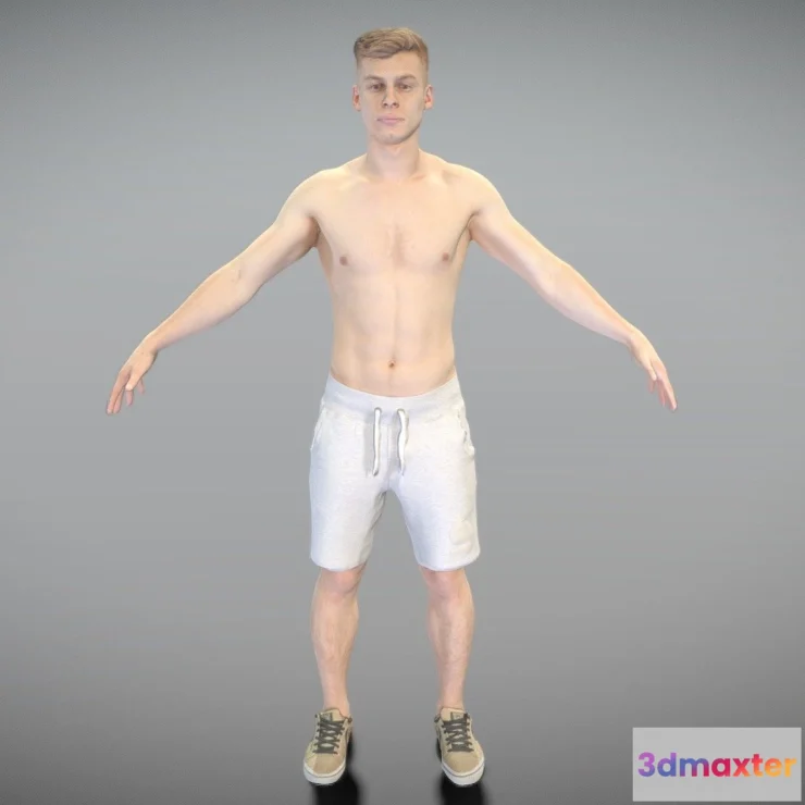 1528918 - PBR Game 3D Models - Athletic Man In Shorts Ready For Animation 152 3D Max