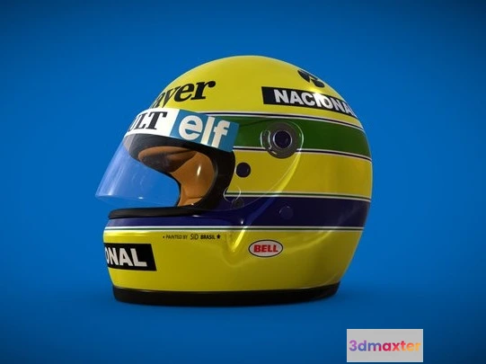1528930 - PBR Game 3D Models - Ayrton Senna Helmet 80Er 3D Max