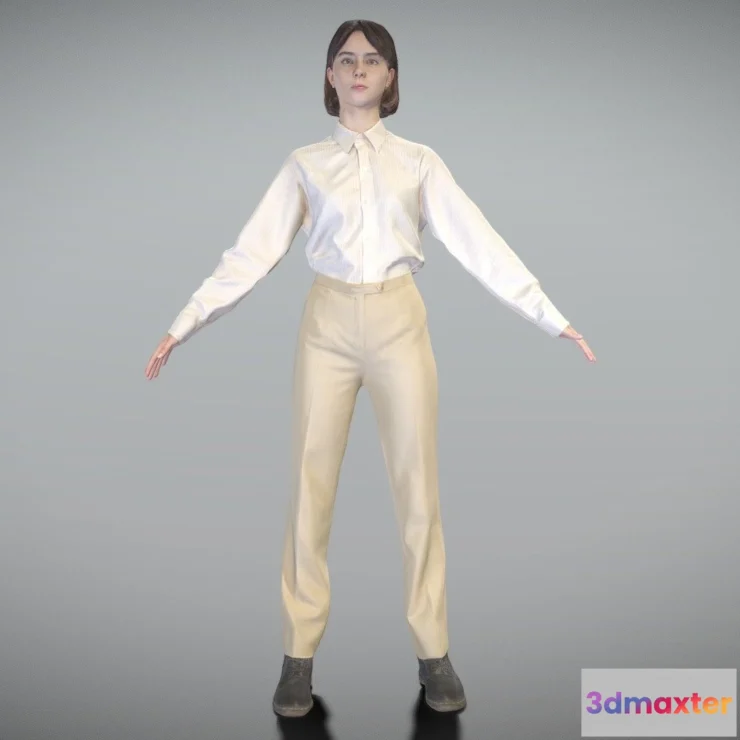 1528962 - PBR Game 3D Models - Beautiful Girl In Pants Ready For Animation 265 3D Max