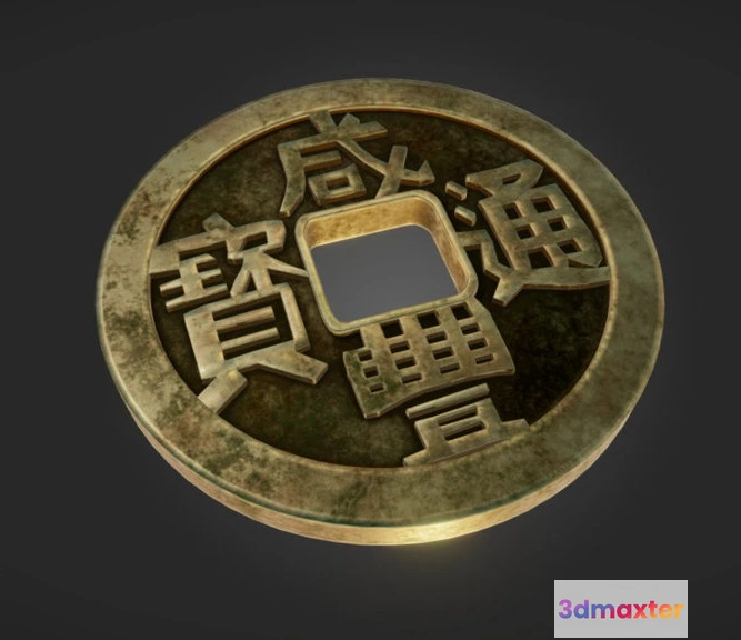 1529038 - PBR Game 3D Models - Chinese Coin 3D Max