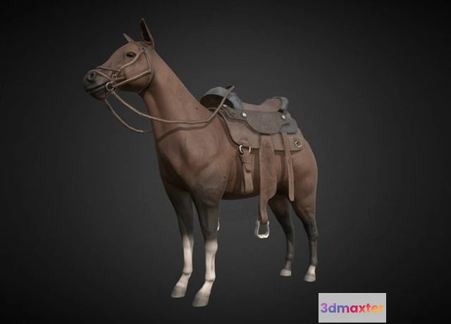 1529066 - PBR Game 3D Models - Cowboy Horse Gameready Model 3D Max