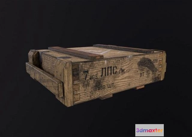 1529092 - PBR Game 3D Models - Dirty Soviet ammunition crate 3D Max