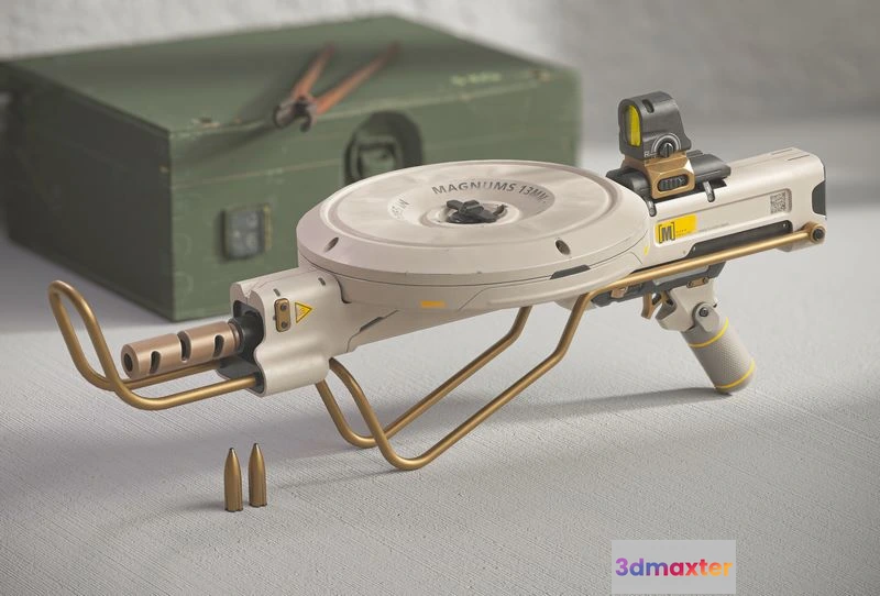 1529166 - PBR Game 3D Models - Futuristic Mini LMG Weapon 3D Max
