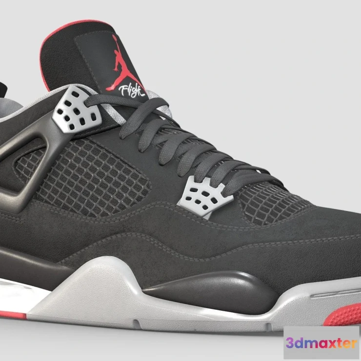 1529246 - PBR Game 3D Models - Jordan 4 Retro Bred 3D Max