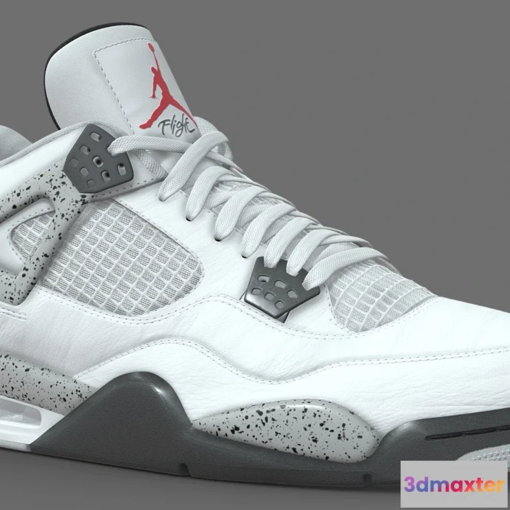 1529248 - PBR Game 3D Models - Jordan 4 Retro White Cement 3D Max