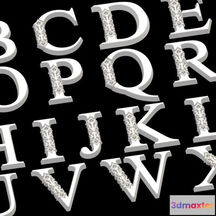 1529288 - PBR Game 3D Models - Letters 3D Max