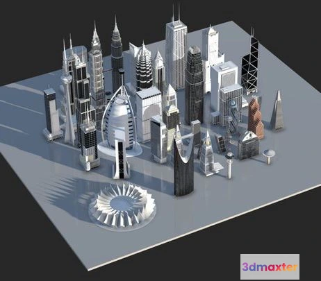 1529334 - PBR Game 3D Models - 3D World Skyscrapers_FBX 3D Max