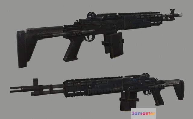 1529366 - PBR Game 3D Models - Assault Rifle MK14 3D Max
