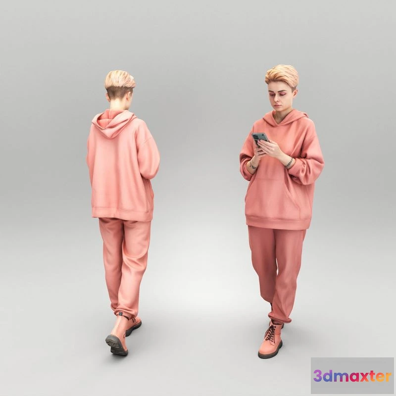 1529382 - PBR Game 3D Models - Beautiful woman using mobile phone 403 3D Max