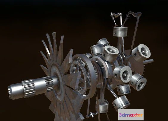 1529392 - PBR Game 3D Models - BMW801 Dynamic Parts 3D Max