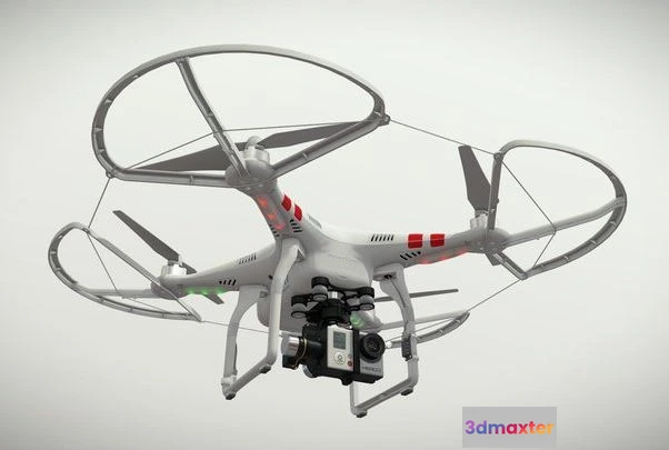 1529420 - PBR Game 3D Models - DJI Phantom 2 Quadcopter Prop Guard Gopro HERO3 3D Max