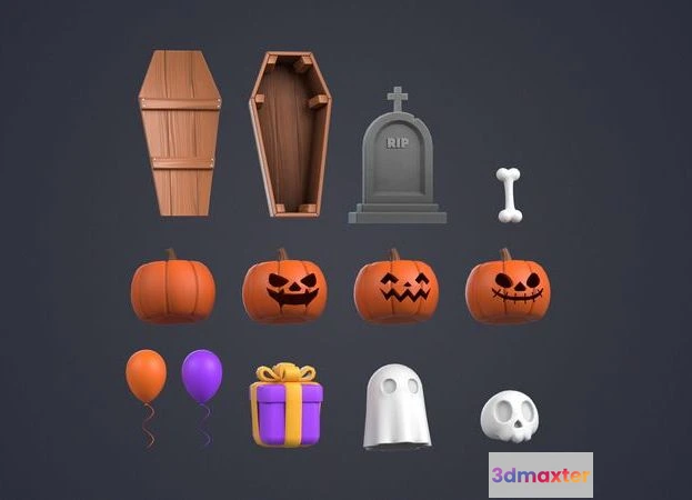 1529470 - PBR Game 3D Models - Halloween Pack Low-poly 3D Max