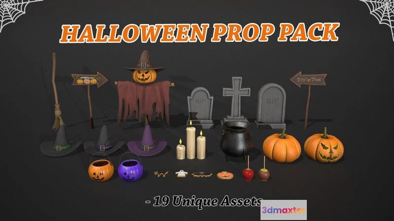 1529472 - PBR Game 3D Models - Halloween Prop Pack 3D Max