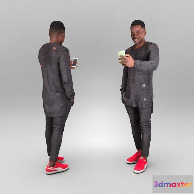 1529492 - PBR Game 3D Models - Happy man having video call with smartphone 411 3D Max