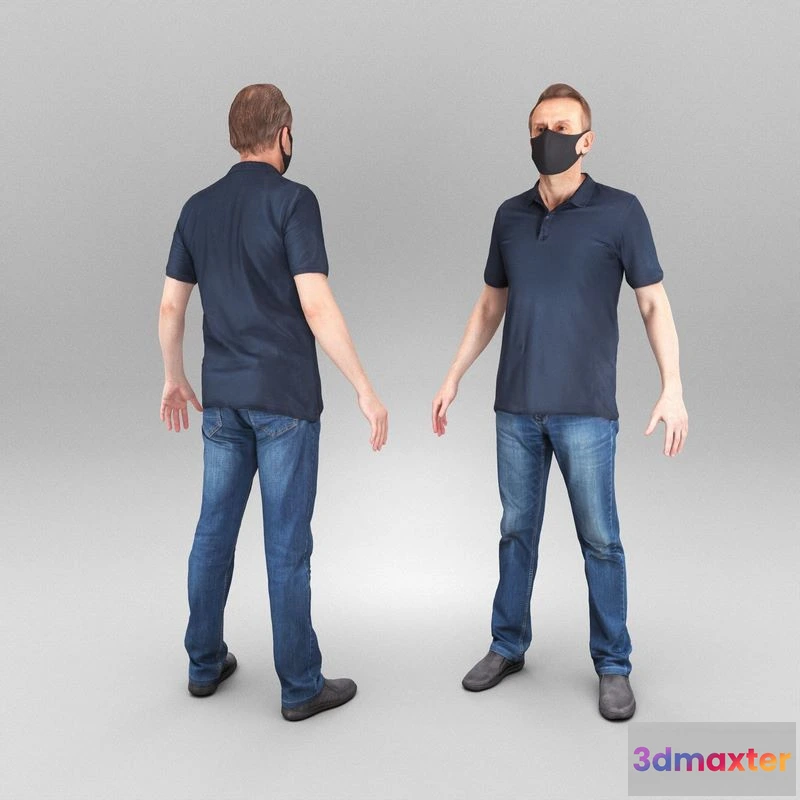 1529564 - PBR Game 3D Models - Man in black face mask ready for animation 405 3D Max
