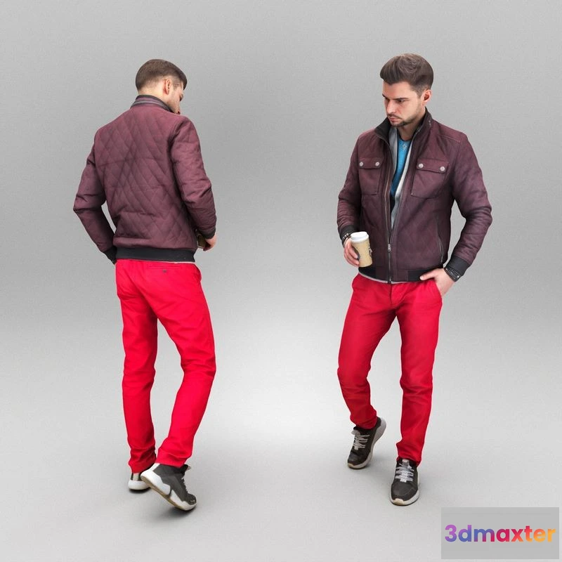 1529576 - PBR Game 3D Models - Man in jacket walking 396 3D Max