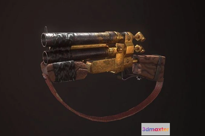 1529718 - PBR Game 3D Models - Mini Gold Shotgun 3D Max