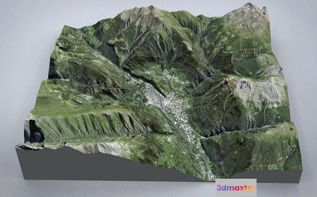 1529742 - PBR Game 3D Models - Mountain landscape Brig Switzerland 3D Max
