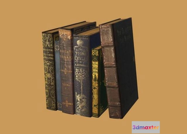 1529790 - PBR Game 3D Models - Old Books set 3D Max