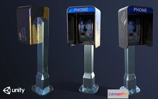 1529850 - PBR Game 3D Models - Payphone Low-poly 3D Max