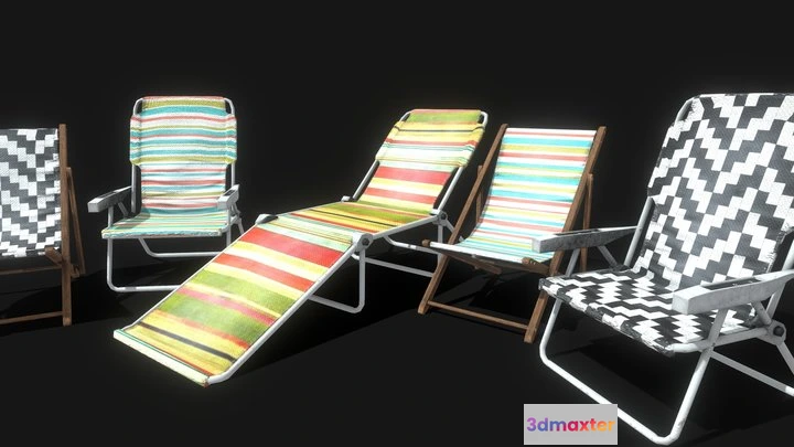 1529854 - PBR Game 3D Models - PBR Beach Chairs 3D Max