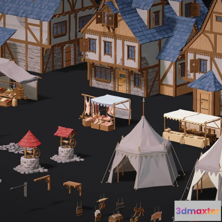 1529912 - PBR Game 3D Models - Poly Fantasy Pack Village 3D Max