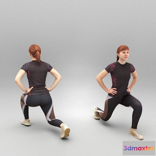 1529972 - PBR Game 3D Models - Pretty woman doing stretching 342 3D Max