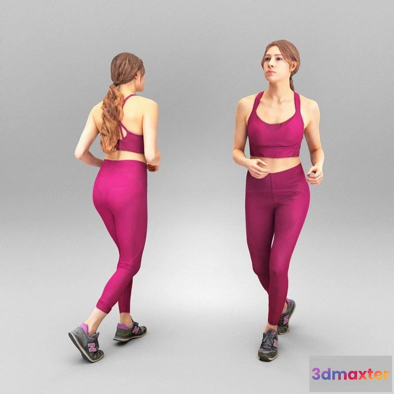 1529988 - PBR Game 3D Models - Pretty young woman running 331 3D Max