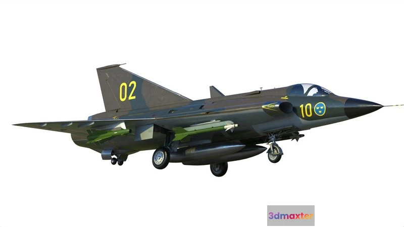 1530080 - PBR Game 3D Models - Saab 35 Draken 3D Max