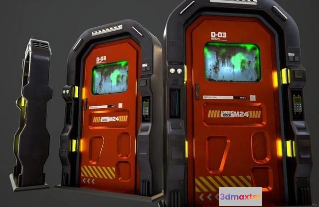 1530092 - PBR Game 3D Models - Sci Fi Access Door 3D Max