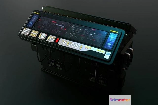 1530098 - PBR Game 3D Models - Sci Fi Computer Terminal Command Bridge 3D Max