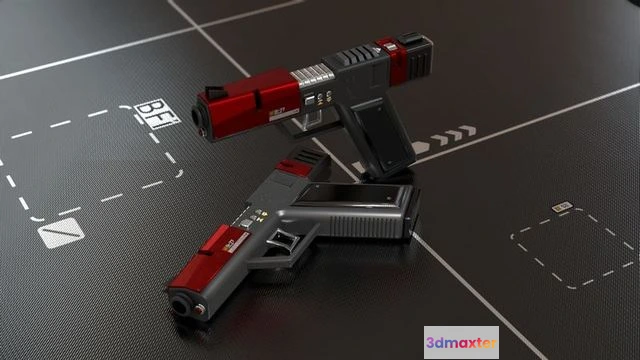 1530108 - PBR Game 3D Models - Sci Fi Gun Pistol 3D Max