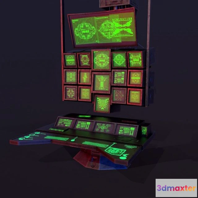 1530146 - PBR Game 3D Models - Sci-Fi Control Desk 3D Max