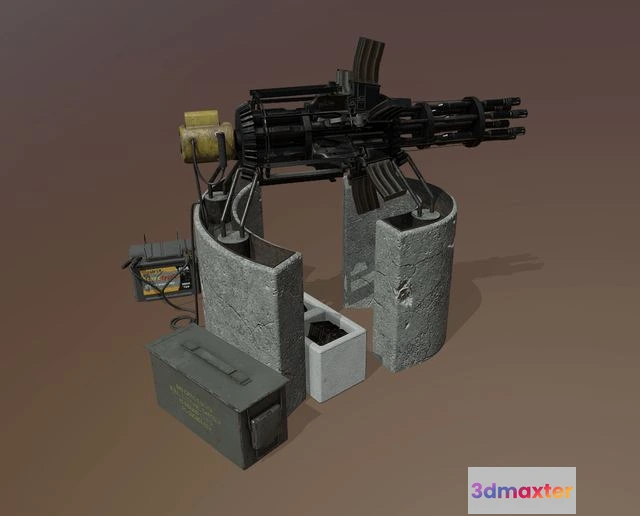 1530208 - PBR Game 3D Models - Scrap Gatling Gun 3D Max