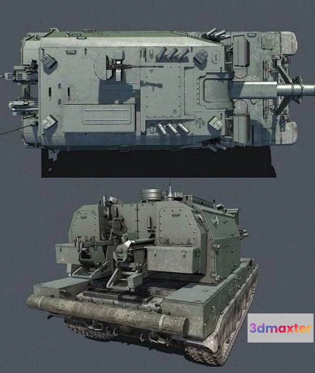 1530216 - PBR Game 3D Models - Self Propelled Artillery Koalitsiya 2S35 3D Max