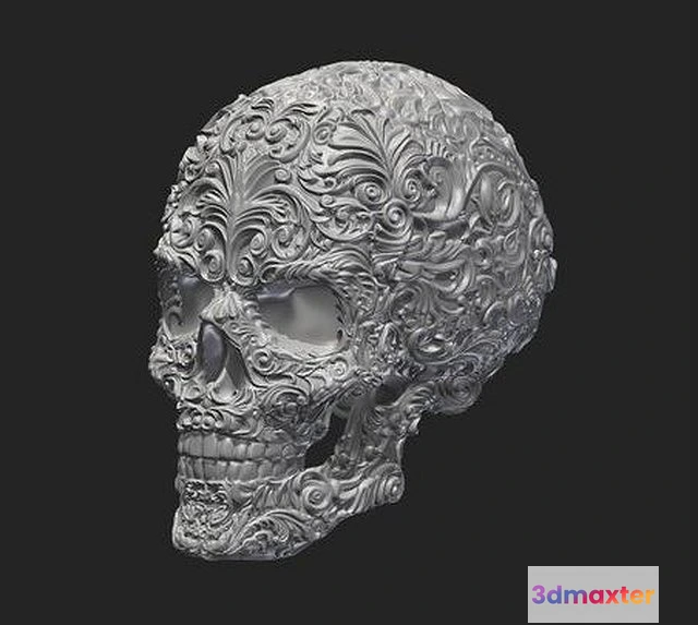 1530246 - PBR Game 3D Models - Skull Ornamental 3D Print 3D Max