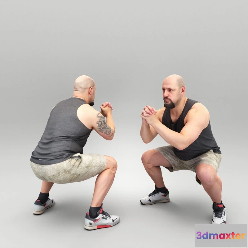 1530284 - PBR Game 3D Models - Sporty man doing squats 418 3D Max