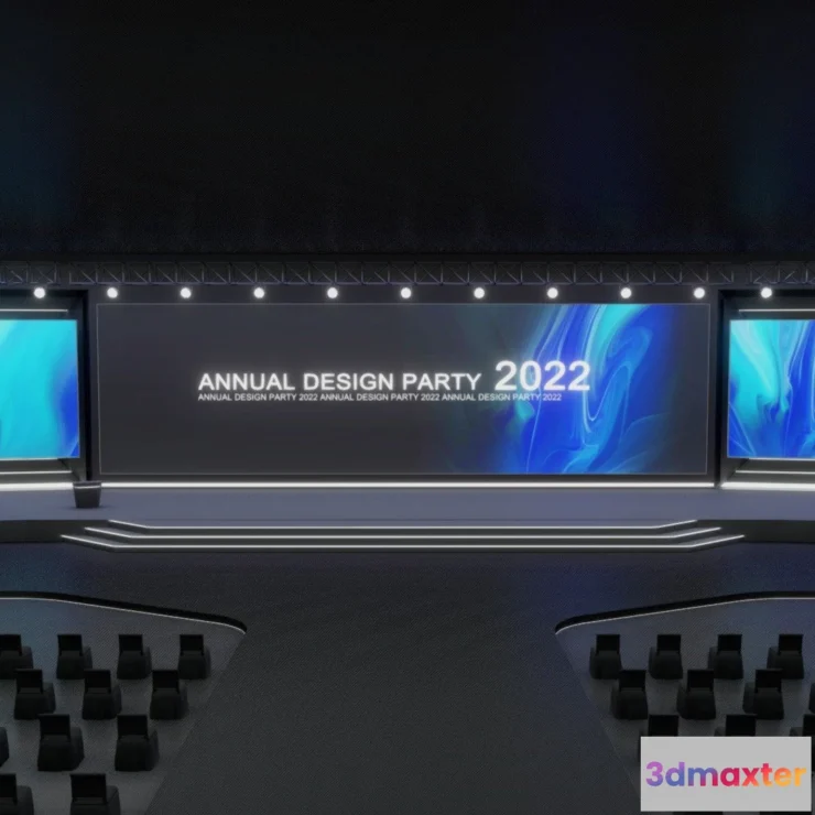 1530302 - PBR Game 3D Models - Stage For Business Event Auditorium Baked 3D Max