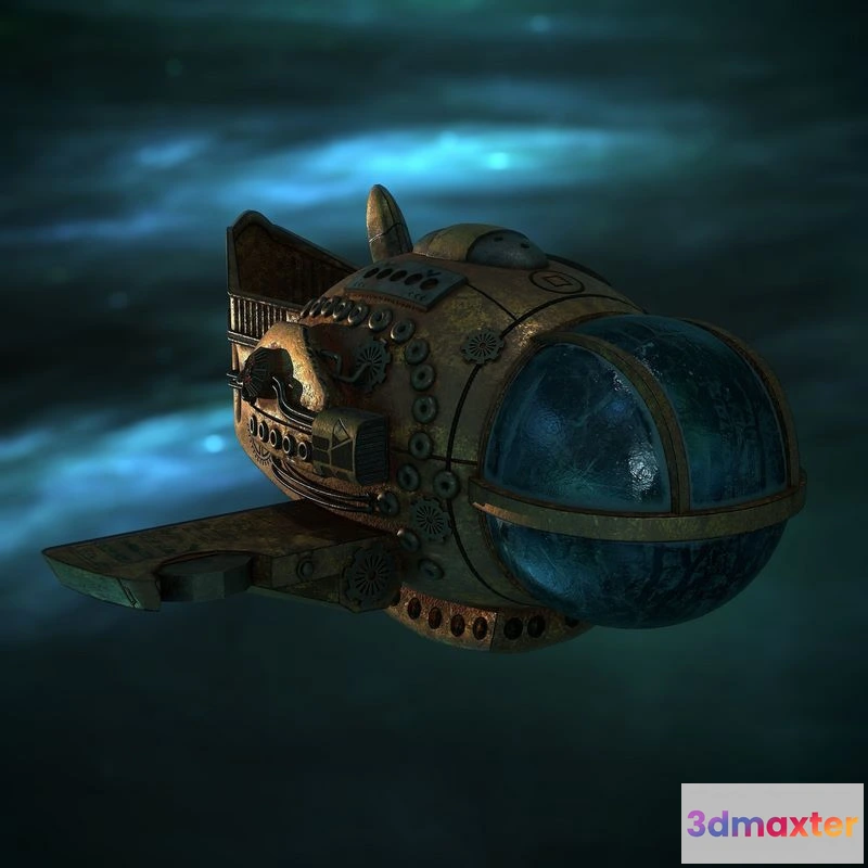 1530336 - PBR Game 3D Models - Steampunk Spaceship 3D Max
