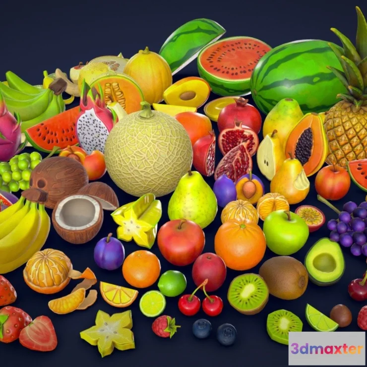 1530354 - PBR Game 3D Models - Stylized Fruits Collection Low Poly 3D Max