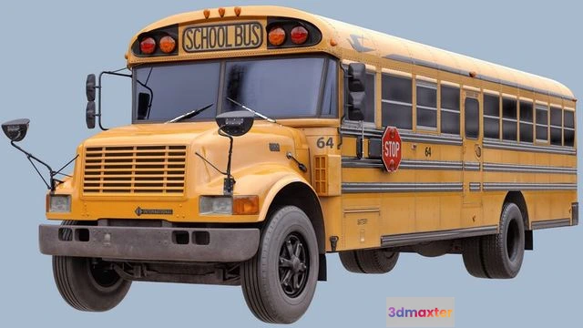 1530418 - PBR Game 3D Models - Schoolbus International 3800 3D Max